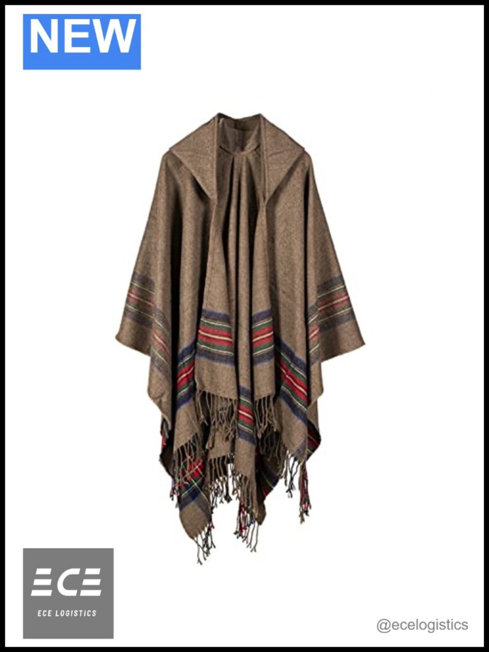 Hooded Poncho Pashmina Wrap with Tassels Oversized Blanket Shawl